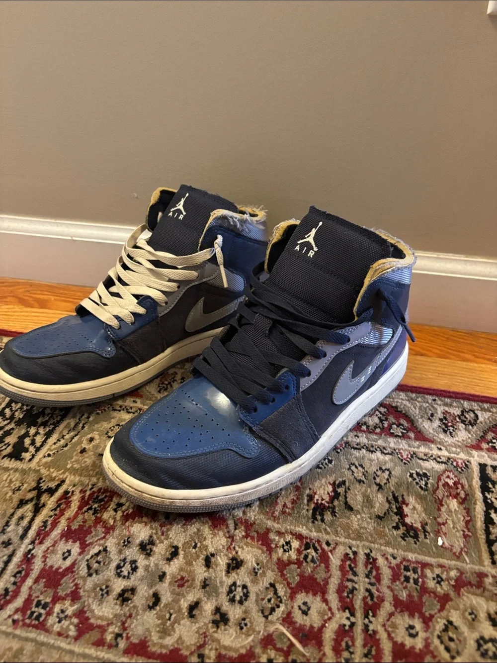 Jordan Men’s Mid-Top Sneakers in Navy and Gray